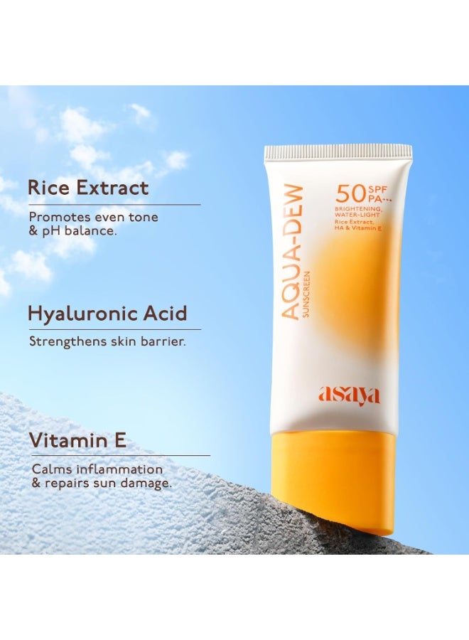 Asaya واقي الشمس أسيا أكوا ديو بعامل حماية SPF 50 PA+++ | تم اختباره مخبريًا | حماية من أشعة UVA/UVB | حماية من الضوء الأزرق | يمنح البشرة مظهرًا نديًا | غني بخلاصة الأرز | لا يترك أثرًا أبيض | يمنع اسمرار البشرة | واقي شمس مائي خفيف للغاية | مقاوم للماء والعرق | خالٍ من العطور | لبشرة موحدة اللون ومتألقة | مناسب للرجال والنساء | لجميع أنواع البشرة: الدهنية والجافة والحساسة | 50 مل - Image 4